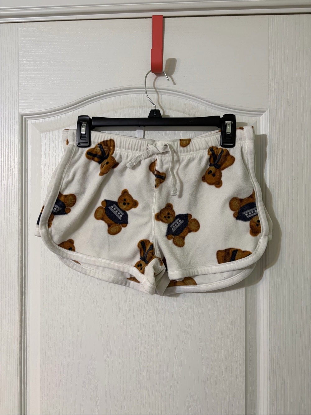 Aeropostale White Teddy Bear Print Fleece Shorts